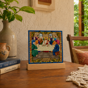 Azulejo Decorativo Santa Ceia – Base de Madeira ou Moldura