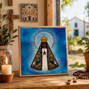 Azulejo Decorativo Nossa Senhora Aparecida – Base de Madeira ou Moldura