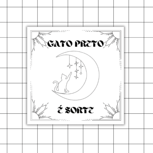 Azulejo Decorativo - Gato Preto é Sorte - Branco