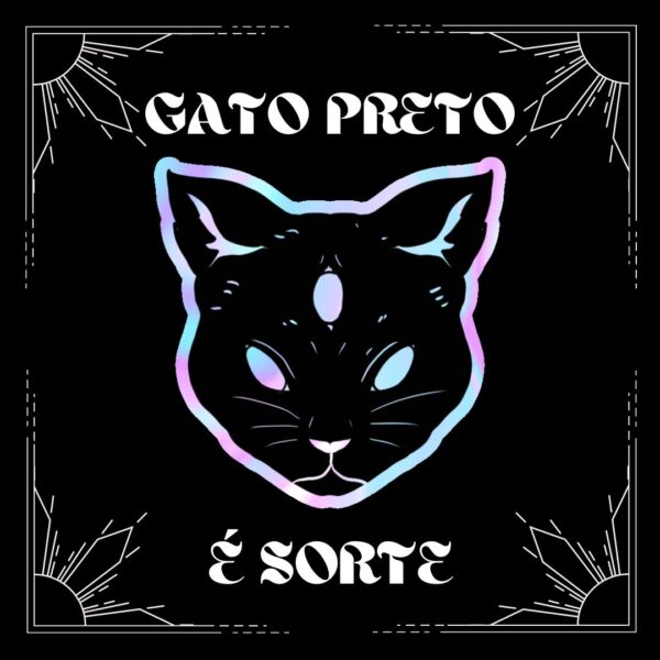 Arte do azulejo decorativo Gato Preto é Sorte