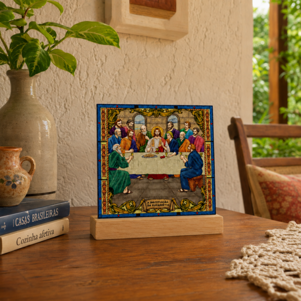 Azulejo decorativo da Zazulê com a arte Santa Ceia