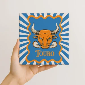 Azulejo Decorativo Signo de Touro – Base de Madeira ou Moldura