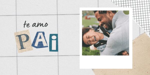 Arte do azulejo personalizado Te Amo Pai com letras de recorte e foto do pai com o filho