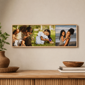 Mural Personalizado 15×45 com 3 Fotos – Moldura Moderna