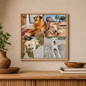 Mural Personalizado 30×30 com 4 Fotos – 4 Azulejos e Moldura Moderna