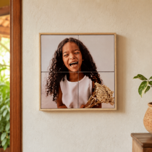 Mural Personalizado com Foto 30×30 – 4 Azulejos e Moldura Moderna