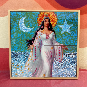 Mural de Azulejos Decorativos Iemanjá 30×30 com Moldura Moderna