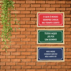 Trio de Azulejos Plaquinhas – Frases Inspiradoras (Fita 3M ou Moldura Moderna)