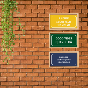 Trio de Azulejos Plaquinhas – Frases Inspiradoras (Fita 3M ou Moldura Moderna)