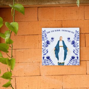 Azulejo Decorativo Sob Teu Olhar Encontro Paz – Imagem de Maria
