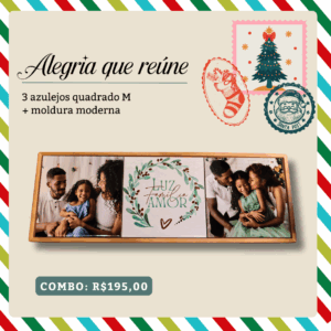 Combo Natal – 3 Azulejos M + Moldura – Luz, Família, Amor