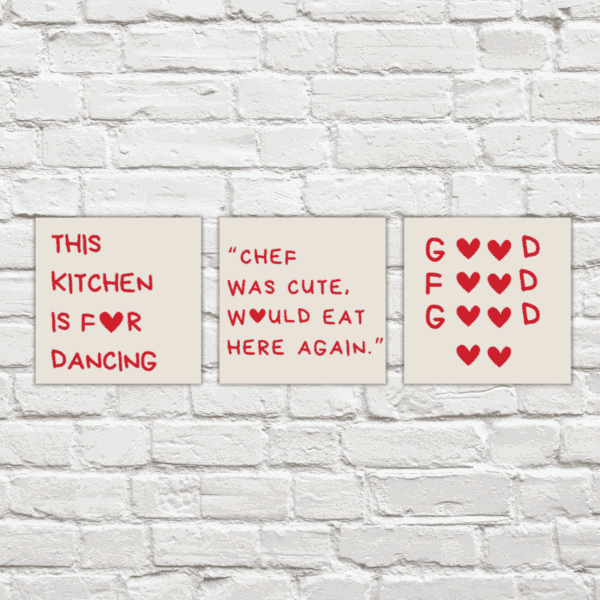 Trio de Azulejos para Cozinha com moldura, pendurado na parede