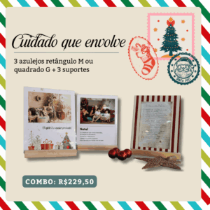 Combo Natal – 3 Azulejos Retângulo M ou 1 Quadrado G
