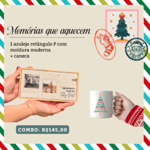 Combo Natal – 1 Azulejo P *Com sua Foto + Moldura + Caneca