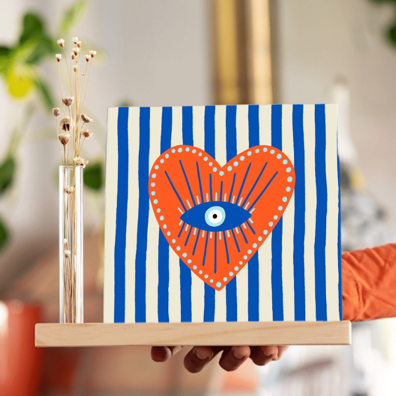 Azulejo Decorativo - Coração Listras - Imagem 5