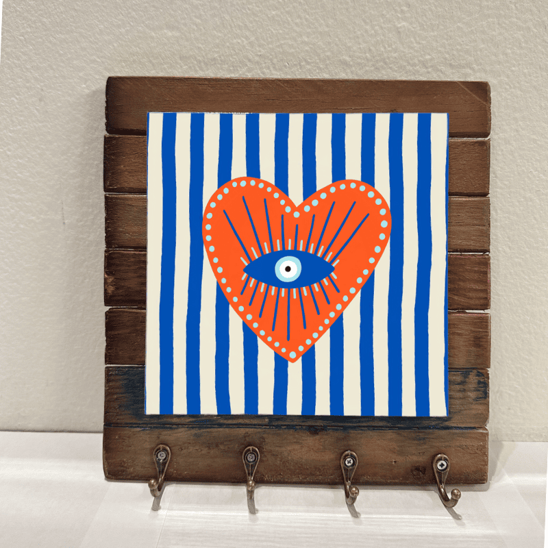 Azulejo Decorativo - Coração Listras - Imagem 3