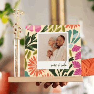 Azulejo Personalizado Mãe é Colo com Sua Foto – Base de Madeira ou Base Flor