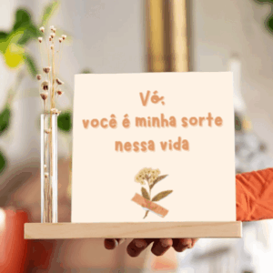 Azulejo Decorativo Vó, Você é Minha Sorte Nessa Vida – Base de Madeira ou Base Flor