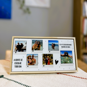 Azulejo Personalizado Casal Polaroid – 6 Fotos com Moldura Moderna