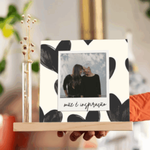 Azulejo Personalizado Mãe é Inspiração com Sua Foto – Base de Madeira ou Base Flor