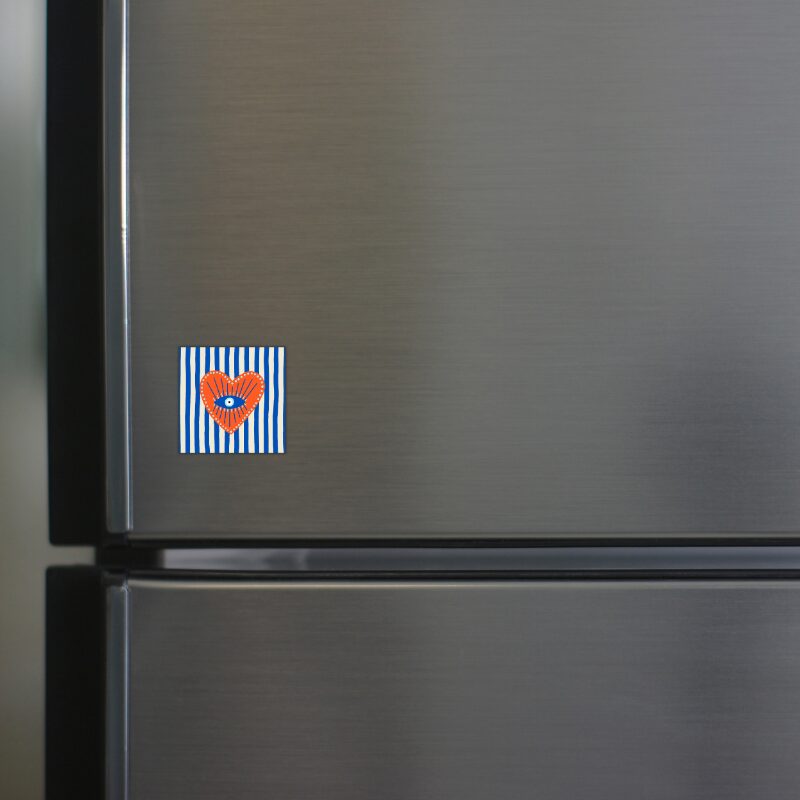 Azulejo Quadrado Mini com Imã 5x5 cm - Coração Listras - Imagem 3