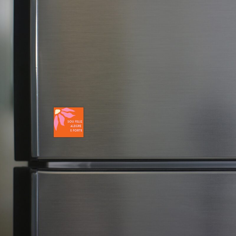 Azulejo Quadrado Mini com Imã 5x5 cm - Feliz, Alegre e Forte - Imagem 3