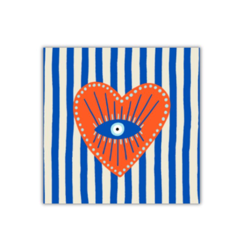 Azulejo Quadrado Mini com Imã 5x5 cm - Coração Listras - Imagem 2