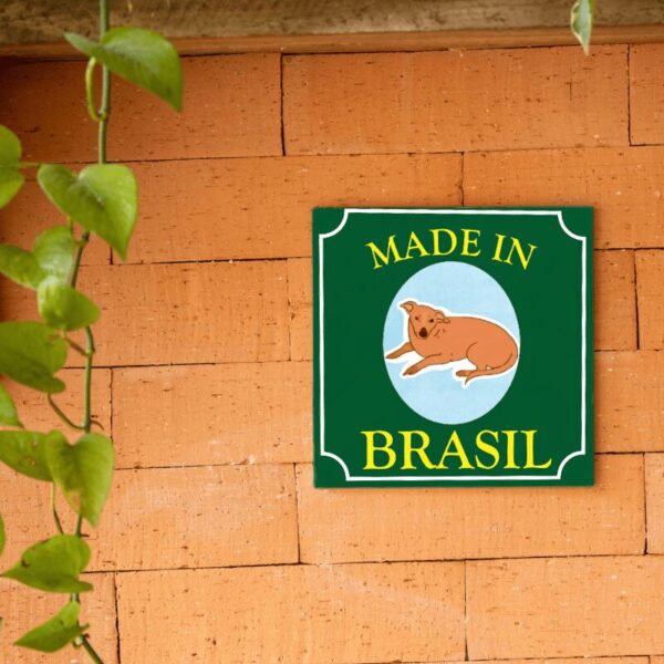 Arte do azulejo decorativo Cachorro Caramelo Made in Brasil