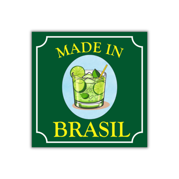Arte do mini azulejo com ímã Made in Brasil, caipirinha