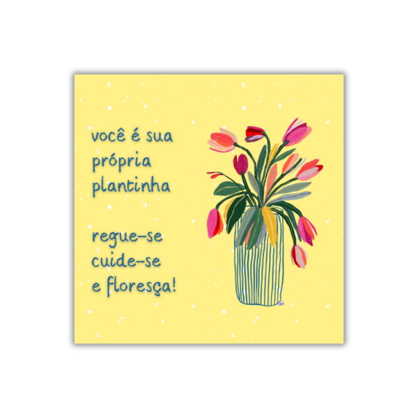 Arte do mini azulejo com ímã da plantinha, Regue-se e floresça