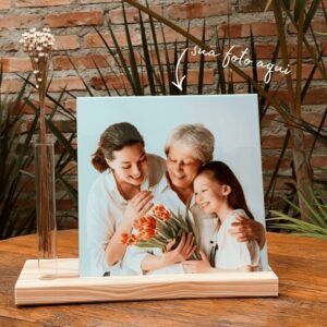 Azulejo Quadrado G + Base com Flor – Personalizado