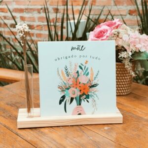 Azulejo Quadrado G + Base com Flor – Mãe