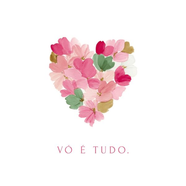Arte do azulejo Vó é Tudo com coração de flores rosa