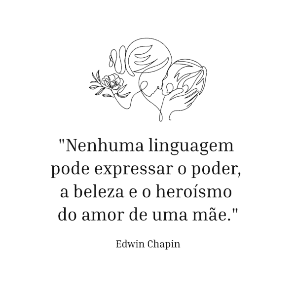 Arte do azulejo com frase de Edwin Chapin sobre o amor de mãe e ilustração de mãe com bebê