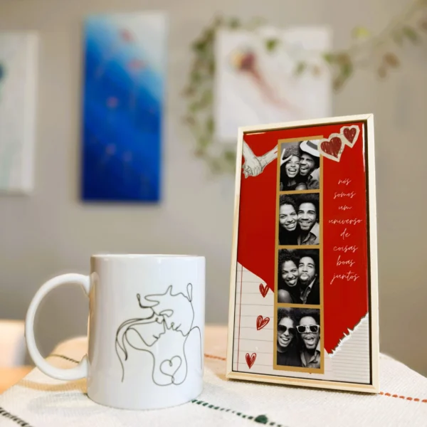 Combo Romântico Caneca e Azulejo Personalizado com Fotos da Zazulê em azulejo de cerâmica