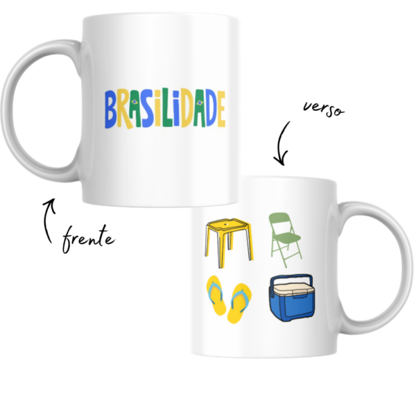 Arte das canecas da linha Brasilidade