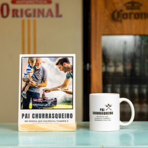 Pai Churrasqueiro | Kit Presente Dia dos Pais | Azulejo Decorativo + Caneca Personalizada