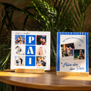 Combo Pai + Avô - 2 Azulejos Personalizados Dia dos Pais com Fotos