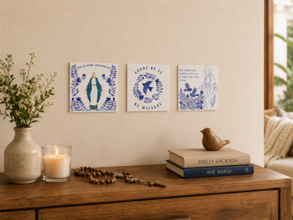 Trio de Azulejos Decorativos Fé – Nossa Senhora Aparecida