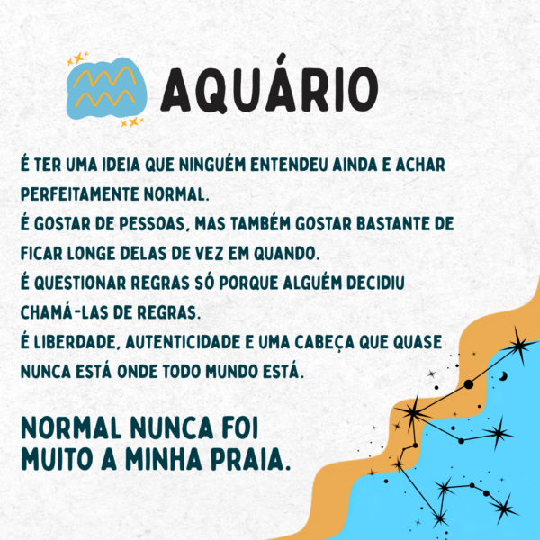 Arte do azulejo signo de Aquário: símbolo, traços da personalidade aquariana e a frase Normal nunca foi muito a minha praia