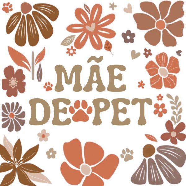 Arte do azulejo Mãe de Pet com flores em tons terrosos e patinha de cachorro