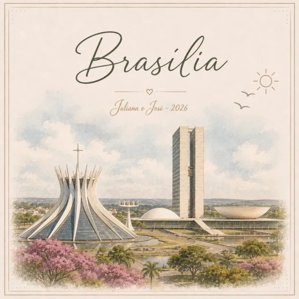 Arte do azulejo de viagem Brasília, ilustração da cidade