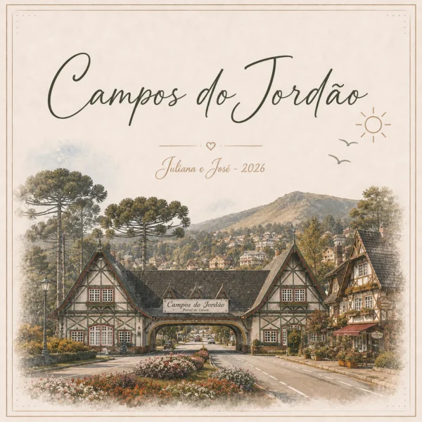 Arte do azulejo de viagem Campos do Jordão, ilustração da cidade