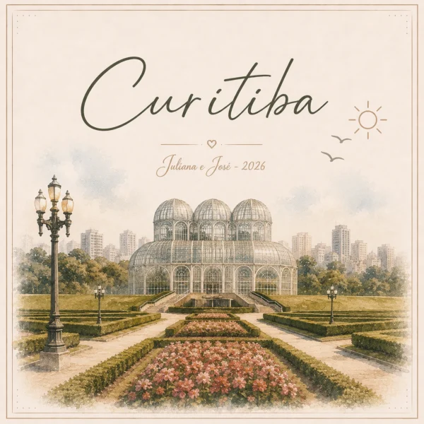 Arte do azulejo de viagem Curitiba, ilustração da cidade