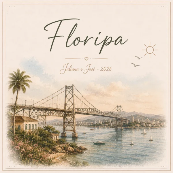 Arte do azulejo de viagem Florianópolis, ilustração da cidade
