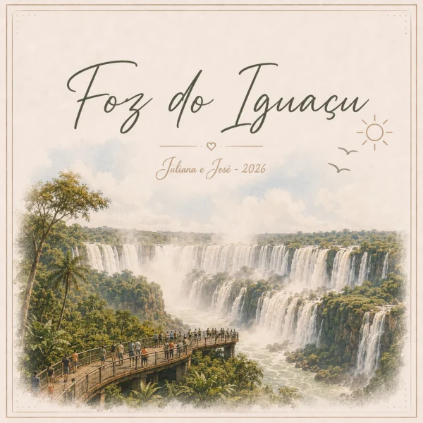 Arte do azulejo de viagem Foz do Iguaçu, ilustração da cidade