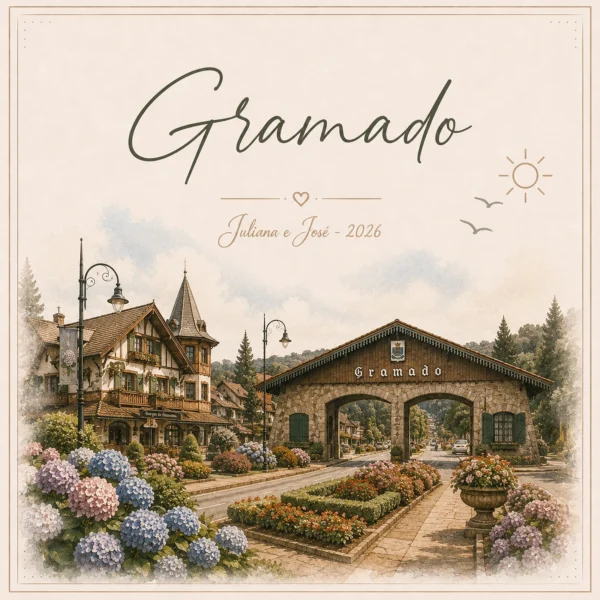 Arte do azulejo de viagem Gramado, ilustração da cidade
