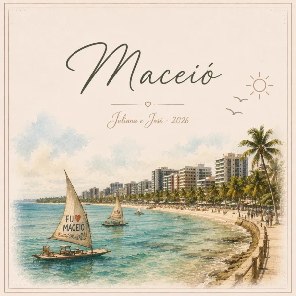 Arte do azulejo de viagem Maceió, ilustração da cidade