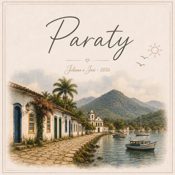 Arte do azulejo de viagem Paraty, ilustração da cidade
