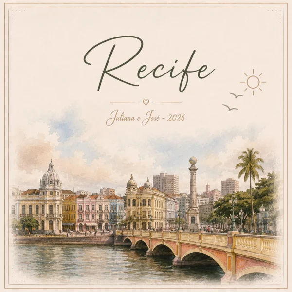 Arte do azulejo de viagem Recife, ilustração da cidade